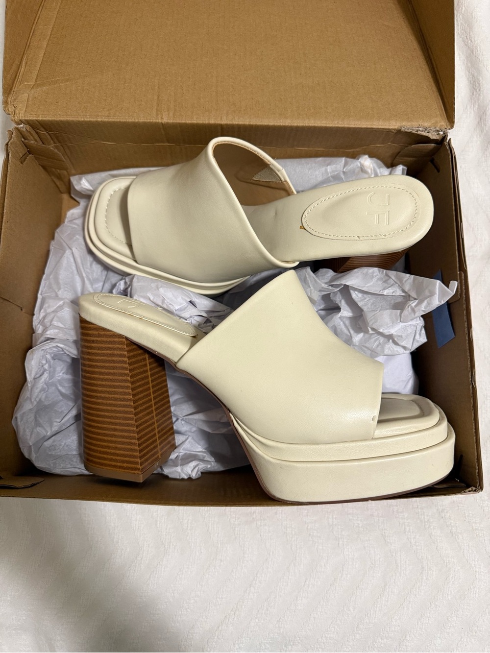 Cream platform heels
